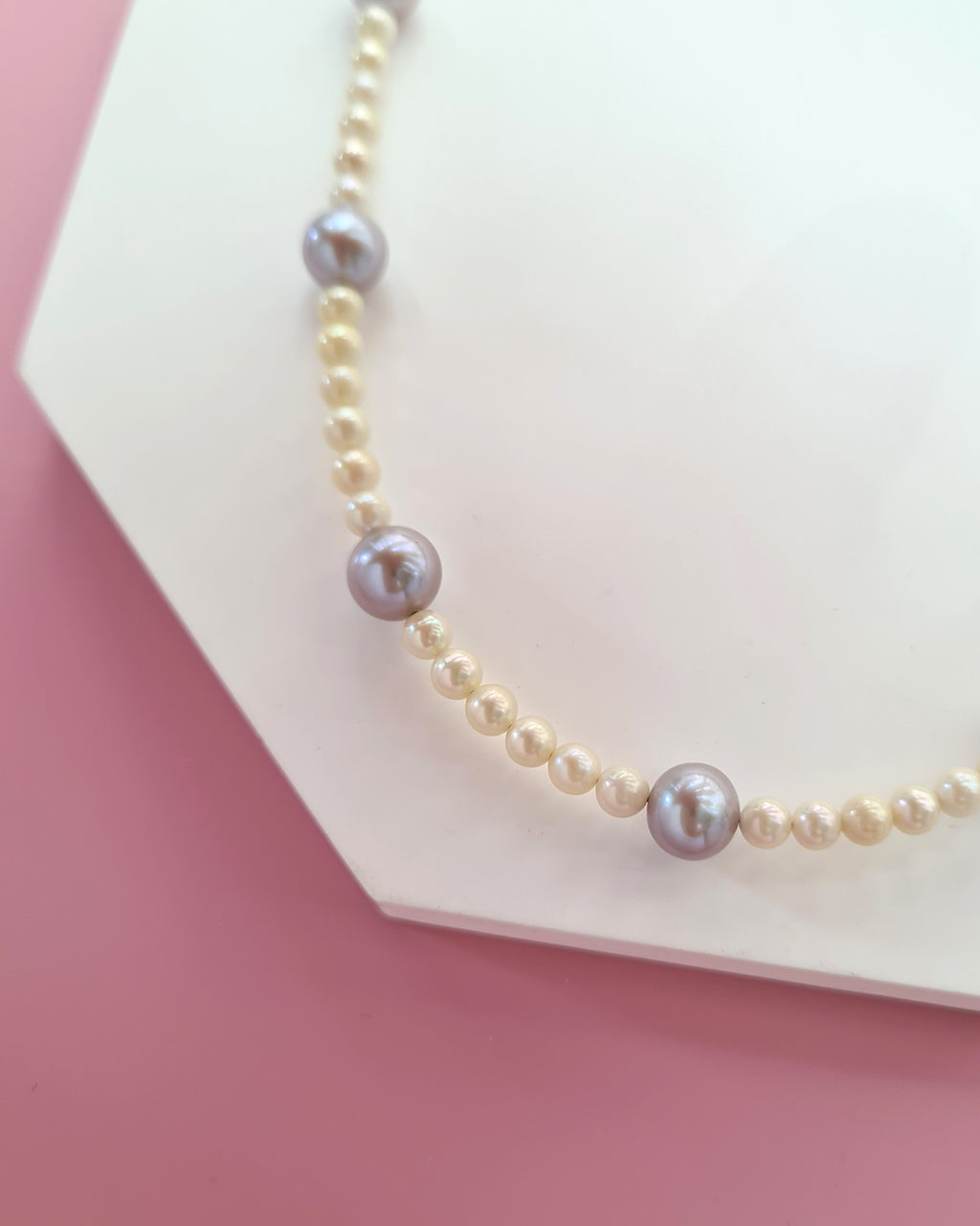 Silver Blue Akoya and Baby Gold Akoya Pearl Necklace, Modern Pearl Jewelry Handmade in Singapore