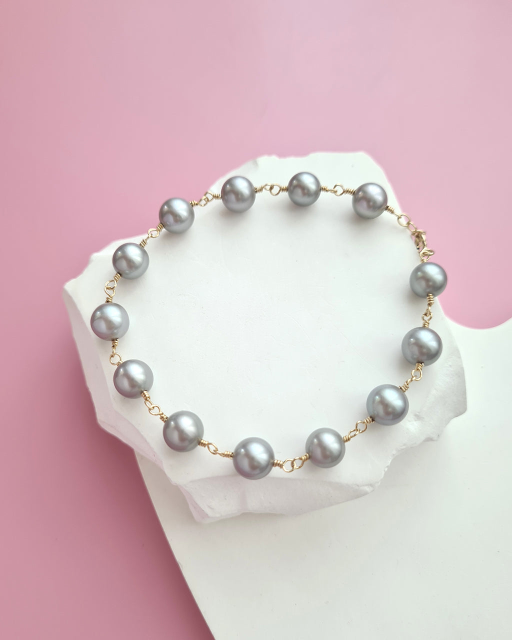 Silver Blue Akoya Pearl Bracelet, modern pearl jewelry in Singapore