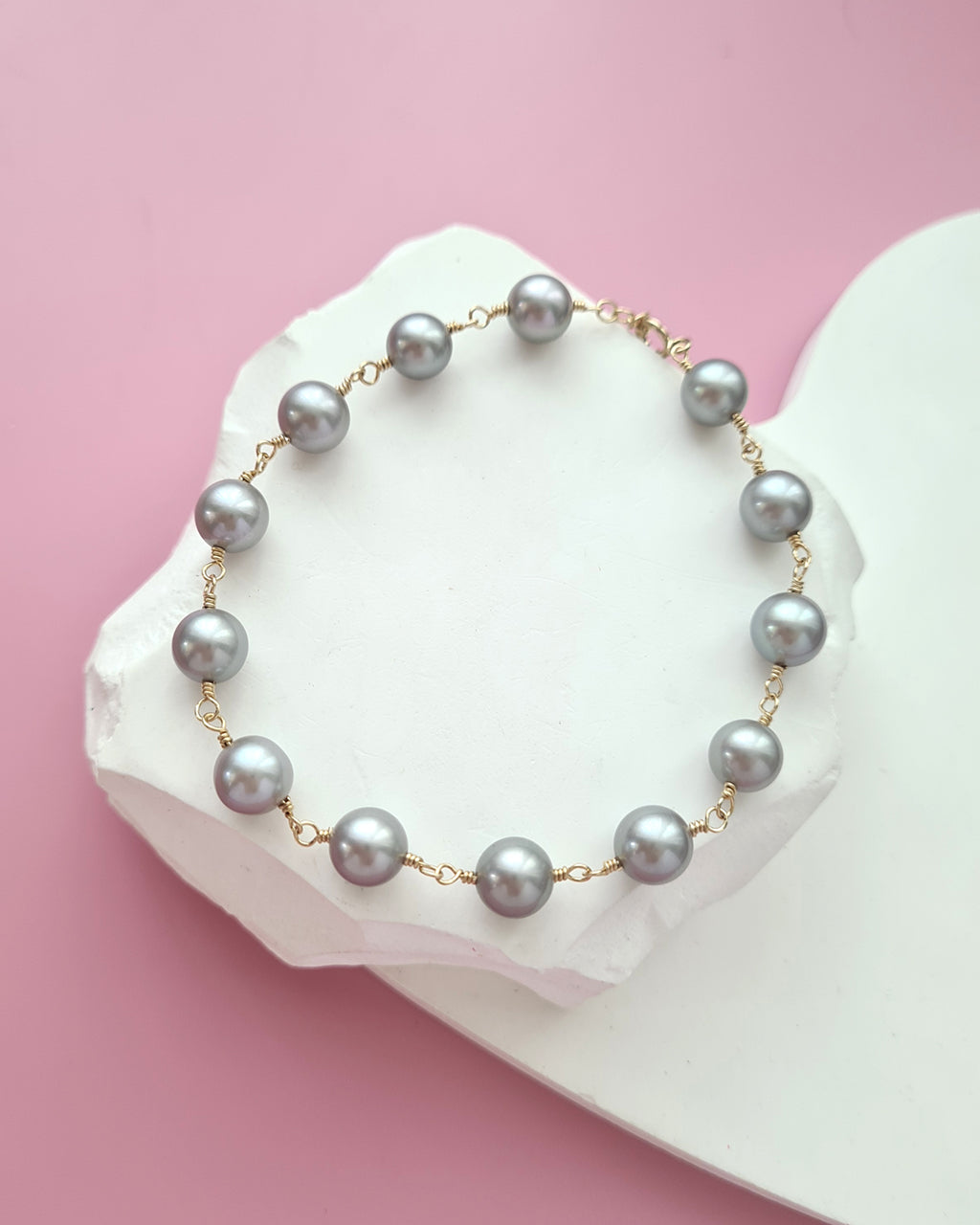 Silver Blue Akoya Pearl Bracelet, modern pearl jewelry in Singapore