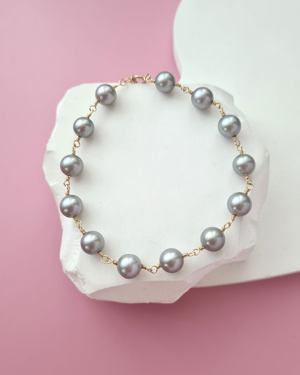 Silver Blue Akoya Pearl Bracelet, modern pearl jewelry in Singapore