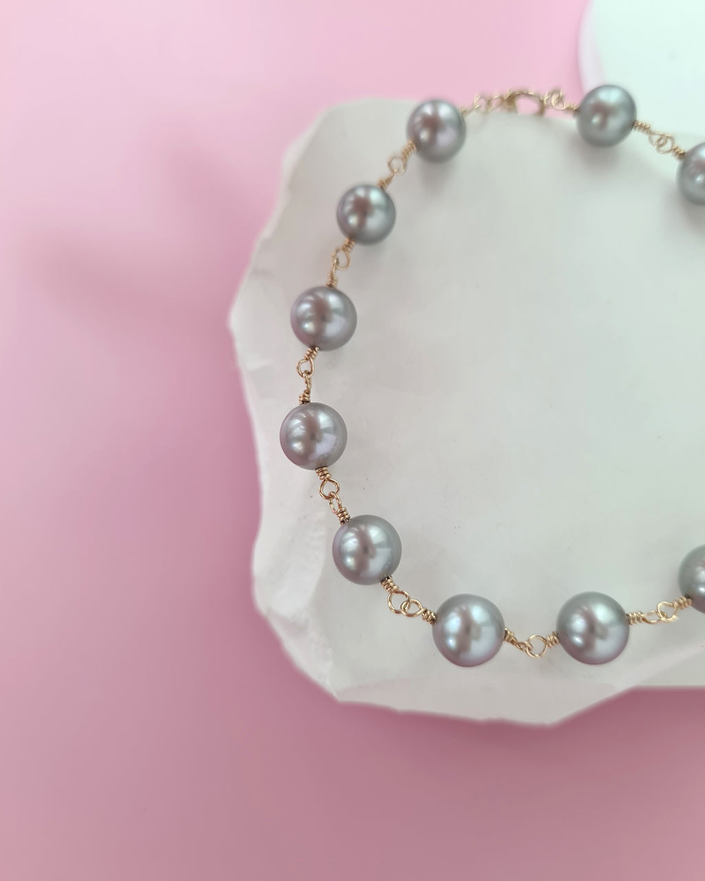 Silver Blue Akoya Pearl Bracelet, modern pearl jewelry in Singapore