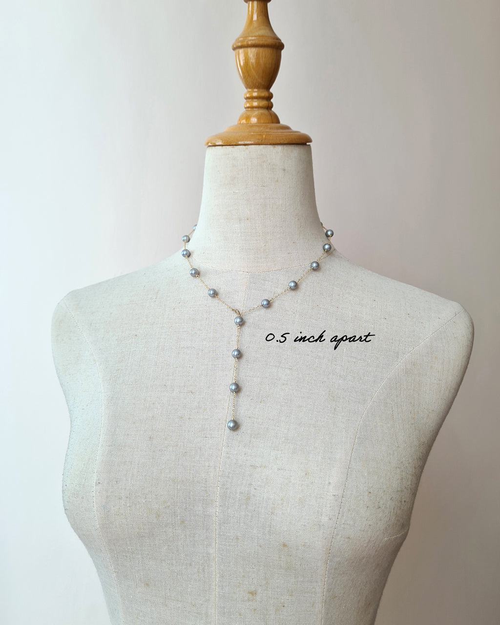 Silver Blue Akoya Pearl Floating Pearl Necklace, Timeless Pearl Jewelry in Singapore