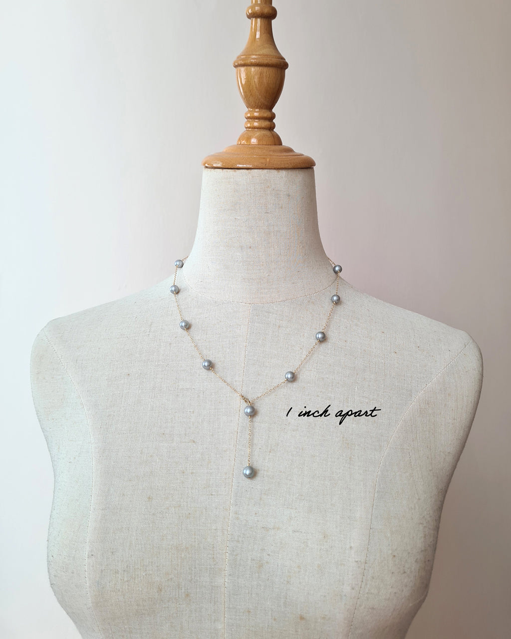 Silver Blue Akoya Pearl Floating Pearl Necklace, Timeless Pearl Jewelry in Singapore