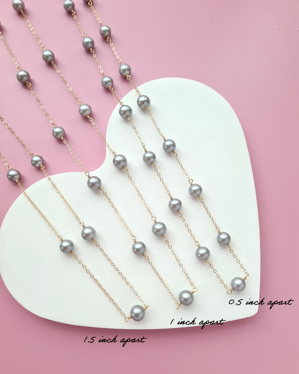 Silver Blue Akoya Pearl Floating Pearl Necklace, Timeless Pearl Jewelry in Singapore