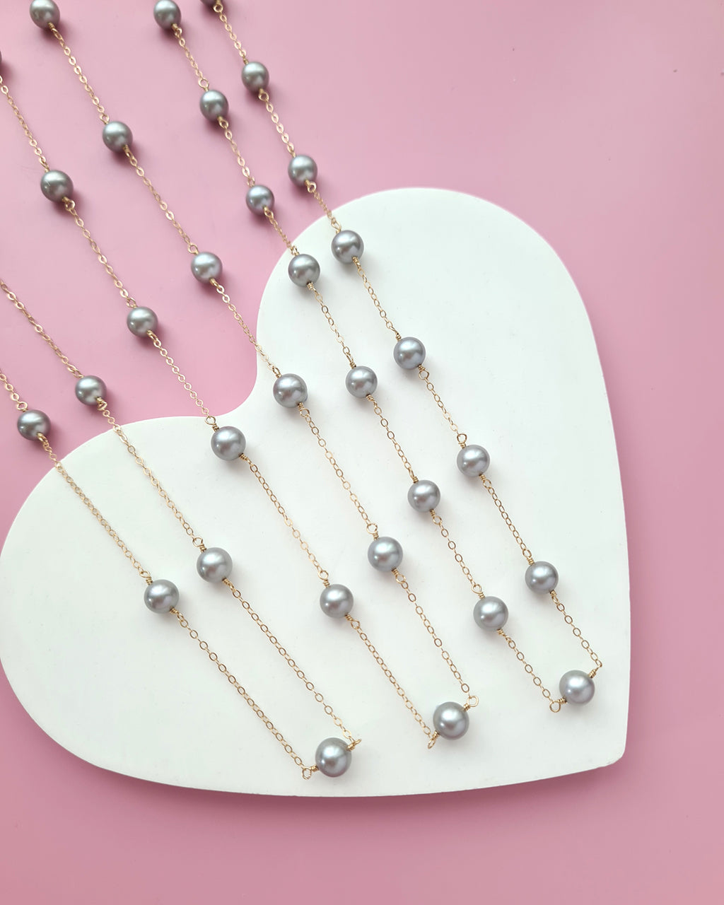 Silver Blue Akoya Pearl Floating Pearl Necklace, Timeless Pearl Jewelry in Singapore