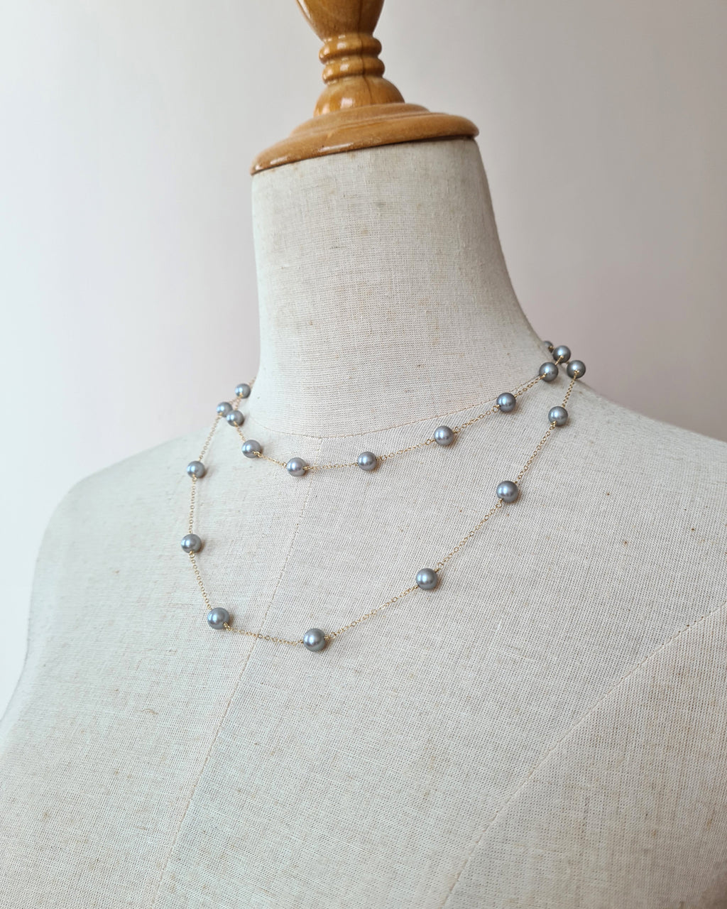 Silver Blue Akoya Pearl Floating Pearl Necklace, Timeless Pearl Jewelry in Singapore