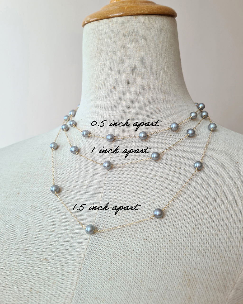 Silver Blue Akoya Pearl Floating Pearl Necklace, Timeless Pearl Jewelry in Singapore