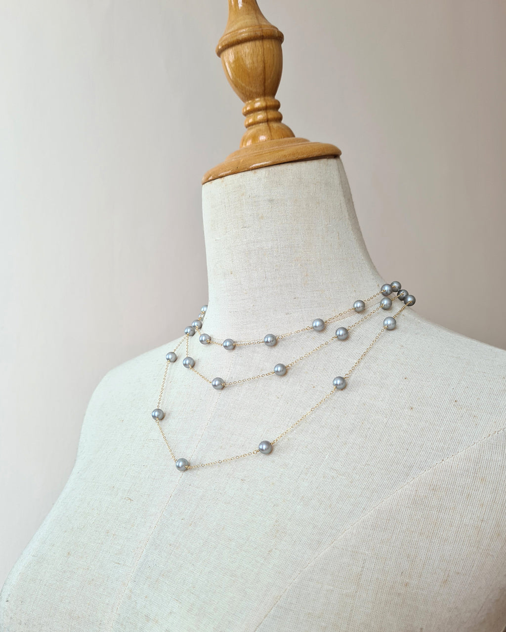 Silver Blue Akoya Pearl Floating Pearl Necklace, Timeless Pearl Jewelry in Singapore