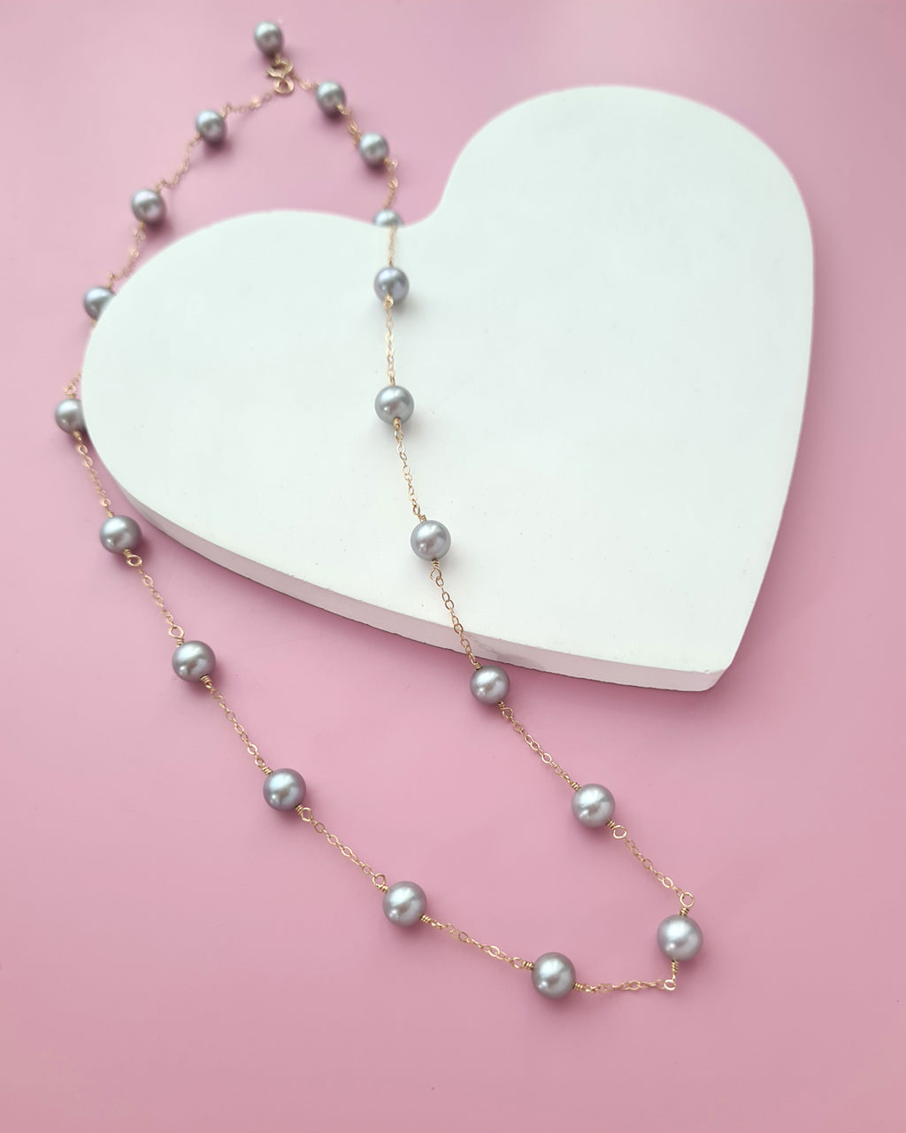Silver Blue Akoya Pearl Floating Pearl Necklace, Timeless Pearl Jewelry in Singapore