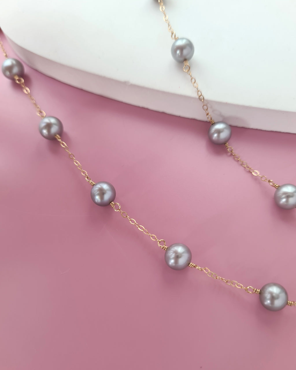 Silver Blue Akoya Pearl Floating Pearl Necklace, Timeless Pearl Jewelry in Singapore