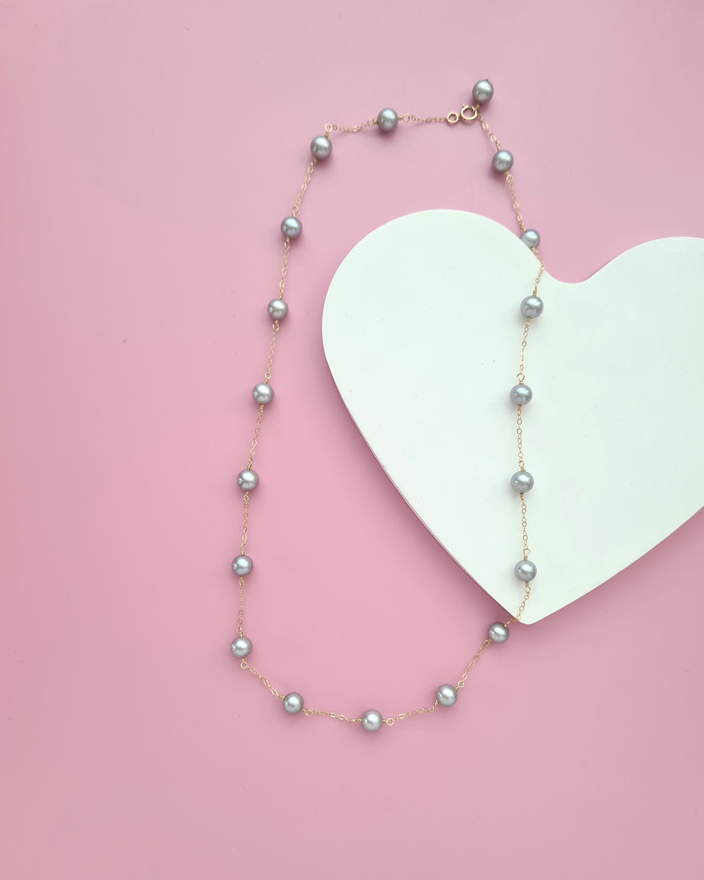 Silver Blue Akoya Pearl Floating Pearl Necklace, Timeless Pearl Jewelry in Singapore