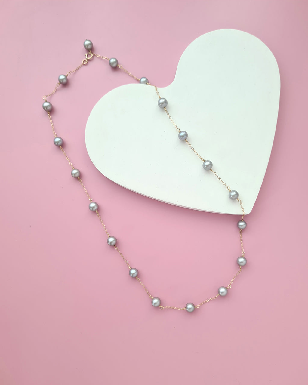 Silver Blue Akoya Pearl Floating Pearl Necklace, Timeless Pearl Jewelry in Singapore