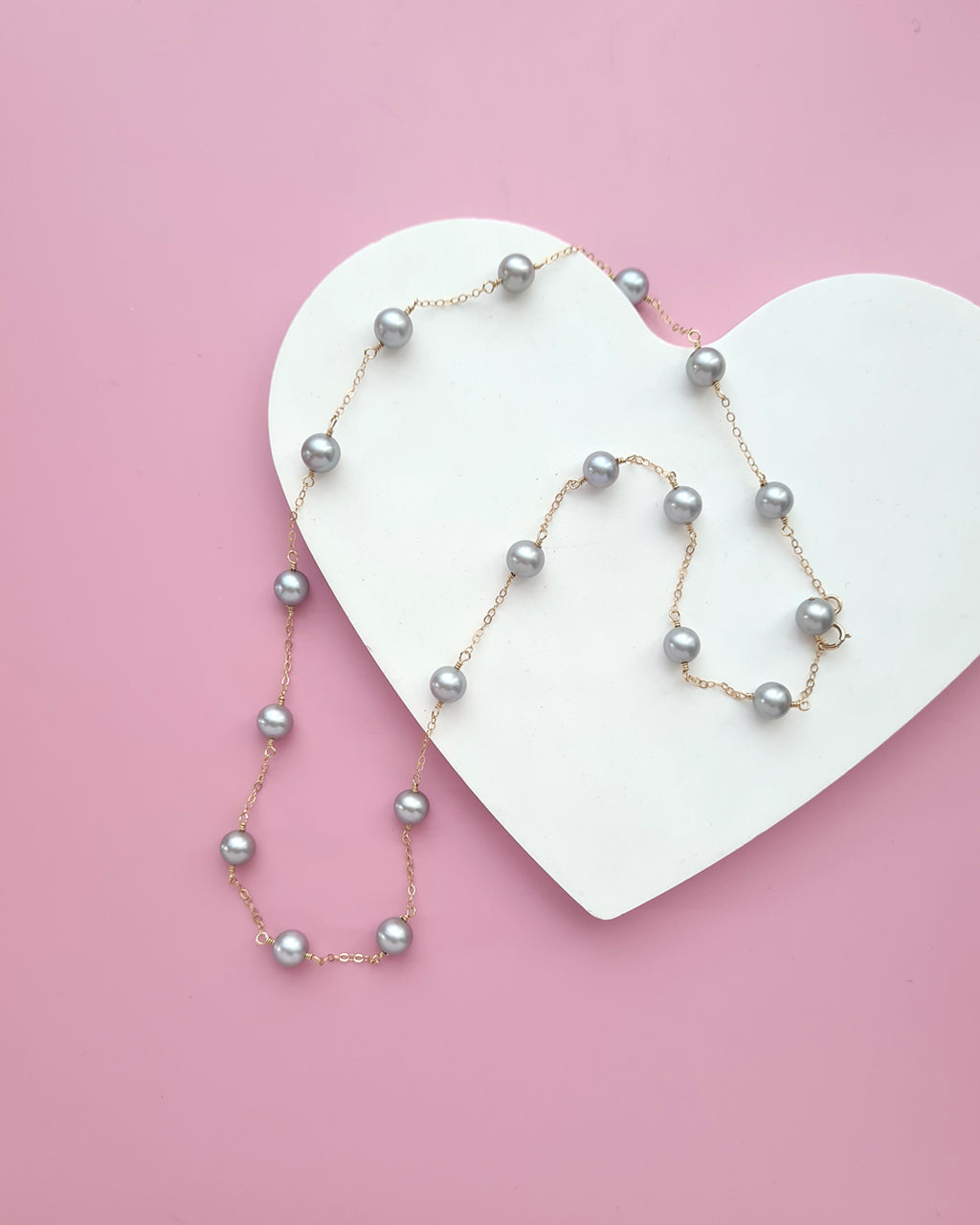 Silver Blue Akoya Pearl Floating Pearl Necklace, Timeless Pearl Jewelry in Singapore