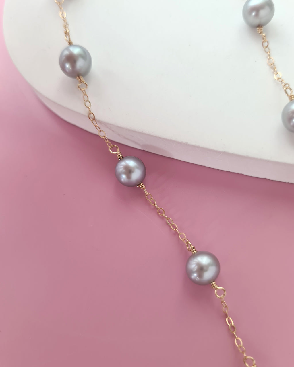Silver Blue Akoya Pearl Floating Pearl Necklace, Timeless Pearl Jewelry in Singapore