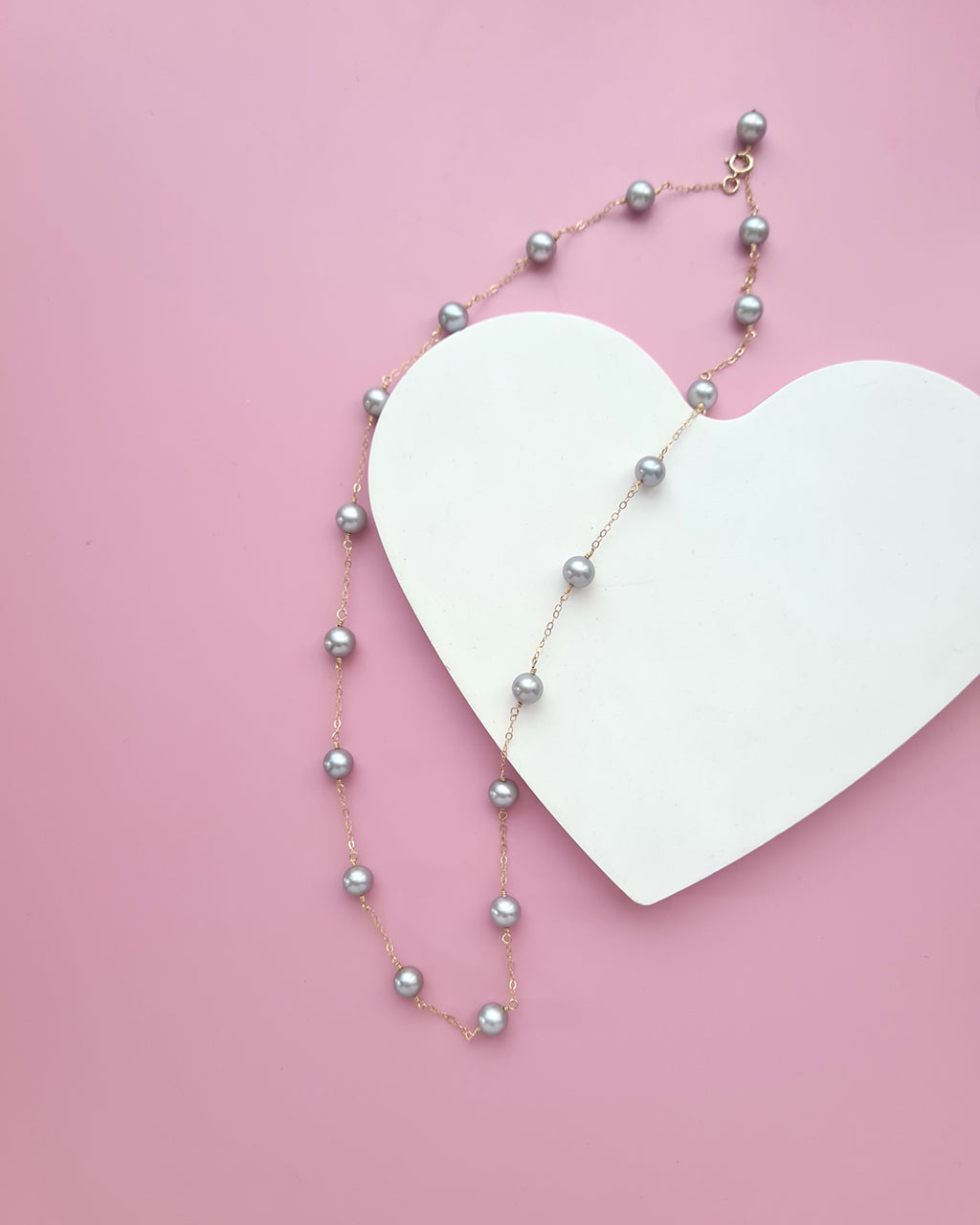 Silver Blue Akoya Pearl Floating Pearl Necklace, Timeless Pearl Jewelry in Singapore