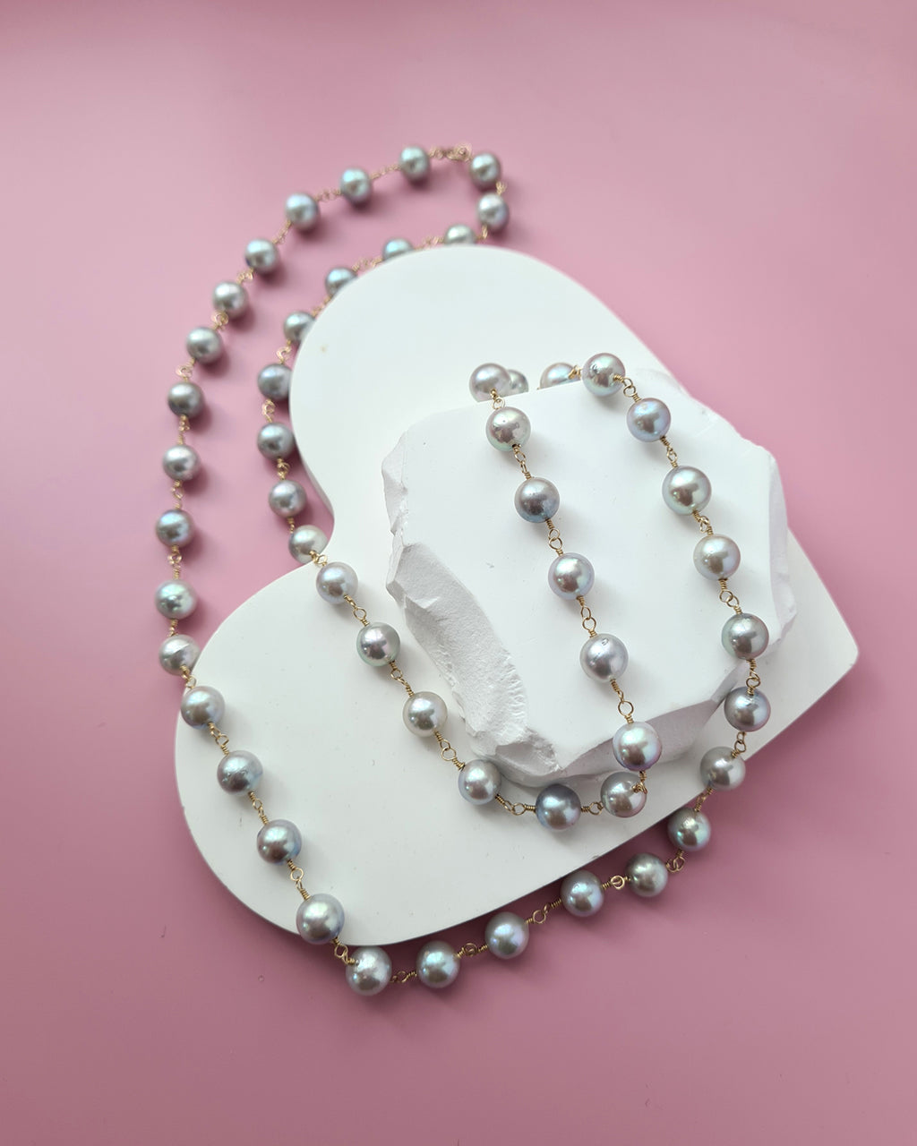 Silver Blue Akoya Pearl Extra-Long Necklace - 8mm-9mm, 14k Gold Filled Pearl Jewelry