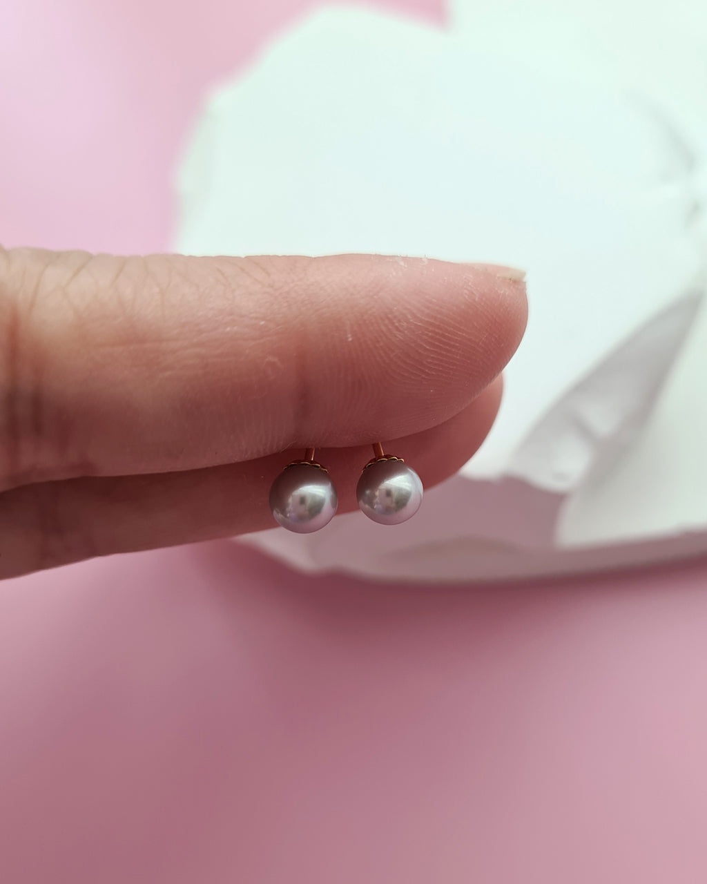 Silver Blue Akoya Pearl 18K Gold Stud Earrings - 5.5mm to 6mm Pearl Jewelry in Singapore