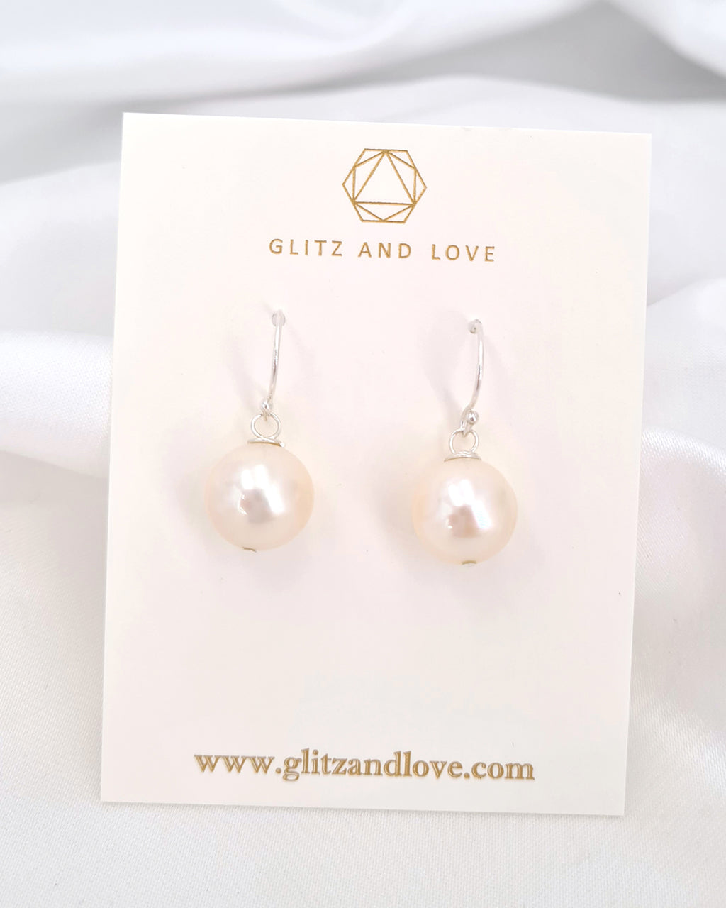Simple Freshwater Pearl Earrings and Necklace - Silver - Wedding Bridal Jewelry for Brides and Bridesmaids | Singapore