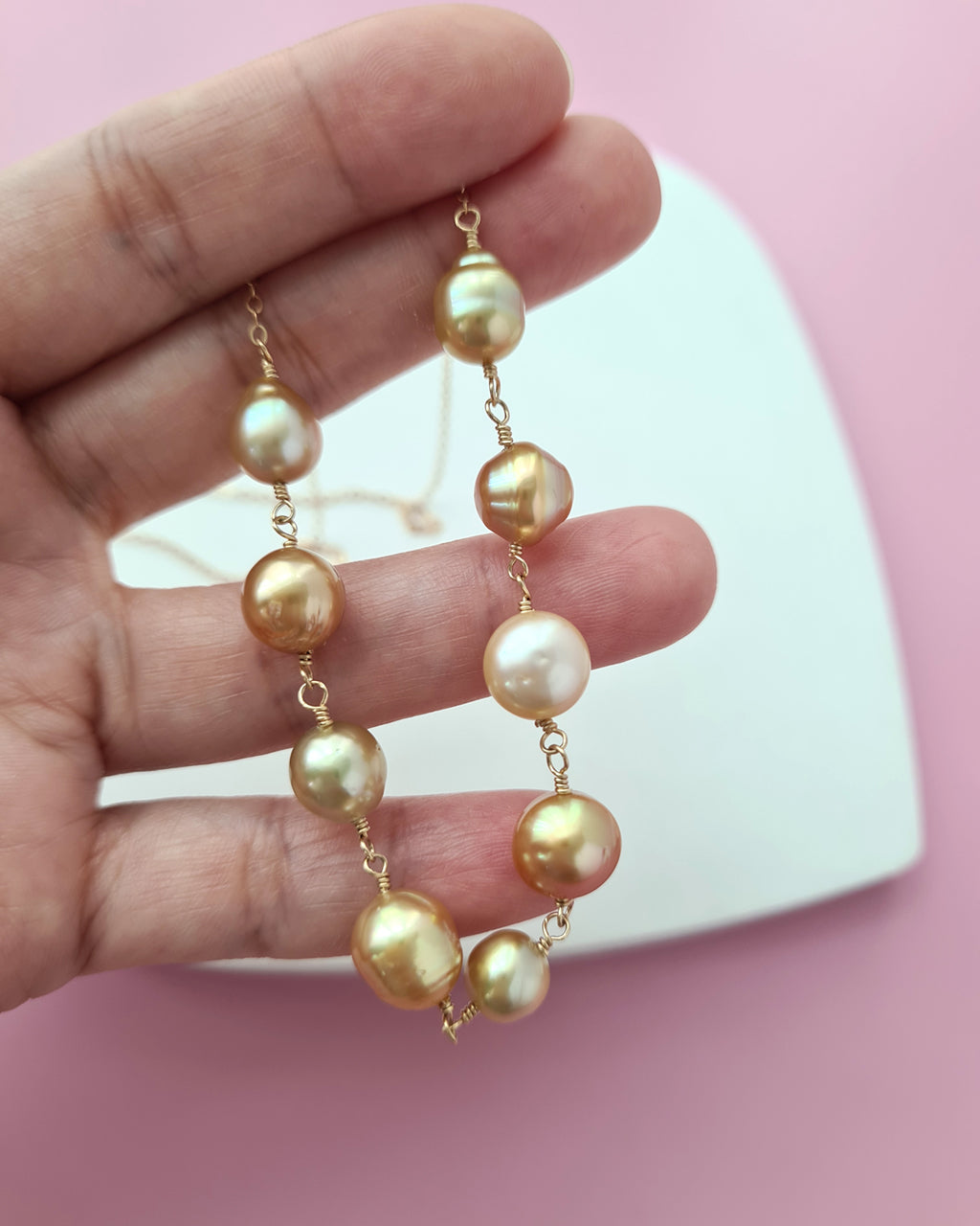 South Sea Baroque Pearl Necklace, Floating Pearl Necklace