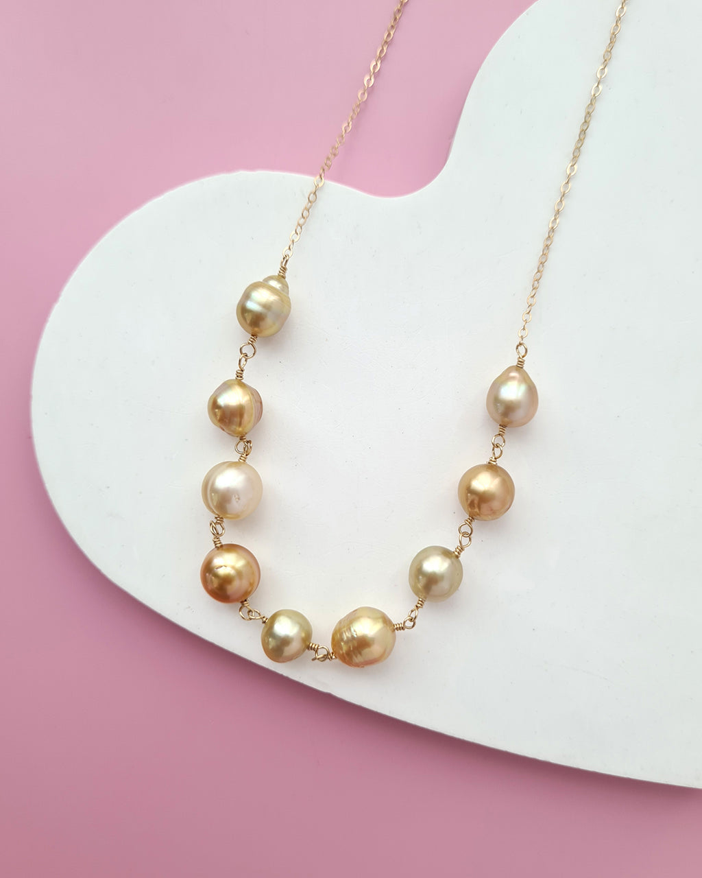 South Sea Baroque Pearl Necklace, Floating Pearl Necklace