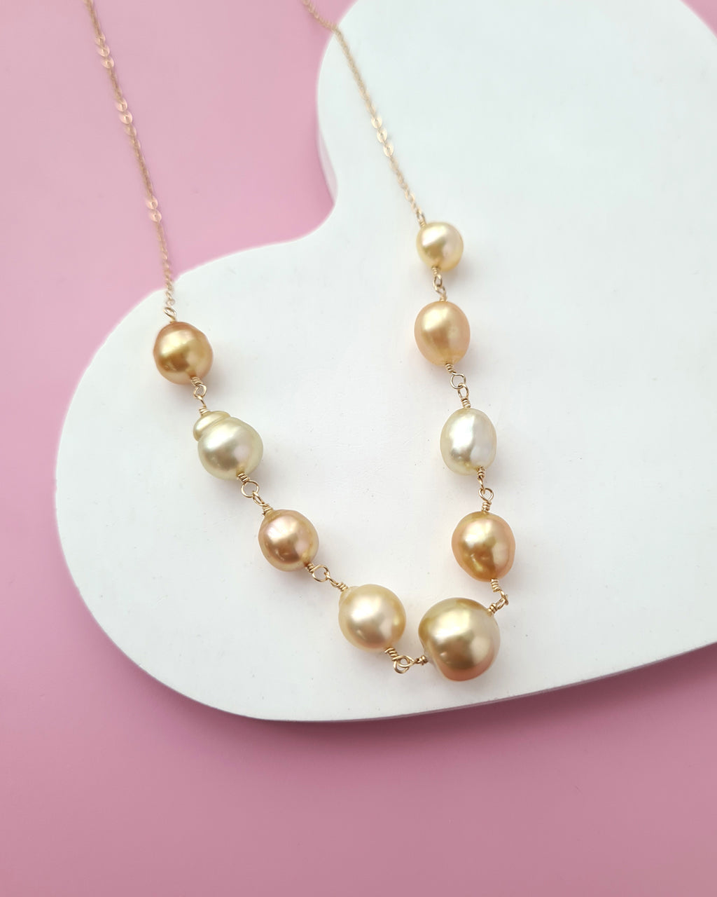 South Sea Baroque Pearl Necklace, Floating Pearl Necklace