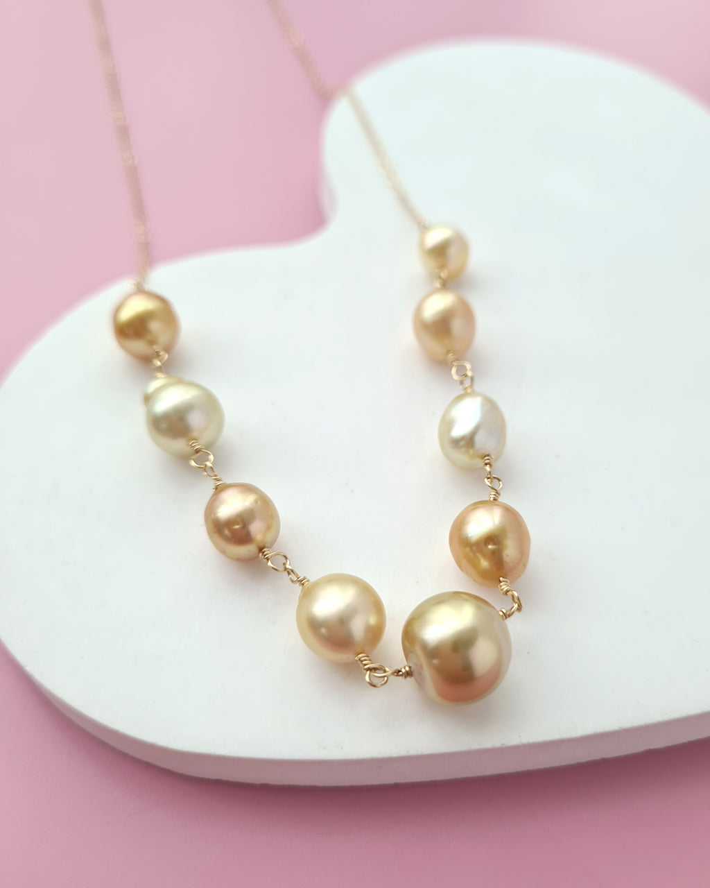 South Sea Baroque Pearl Necklace, Floating Pearl Necklace