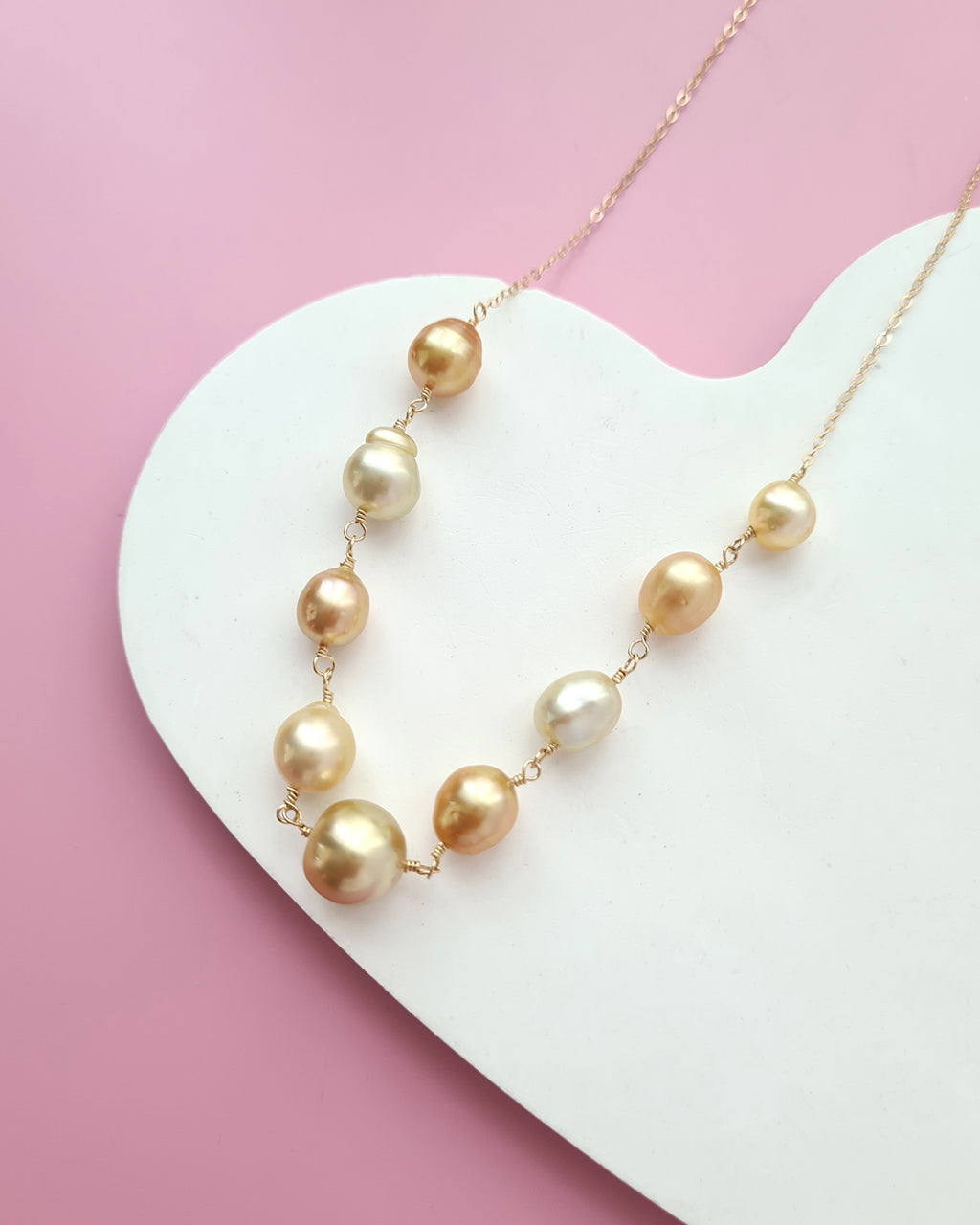 South Sea Baroque Pearl Necklace, Floating Pearl Necklace