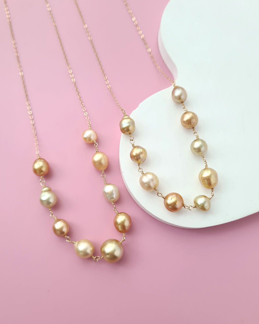 South Sea Baroque Pearl Necklace, Floating Pearl Necklace