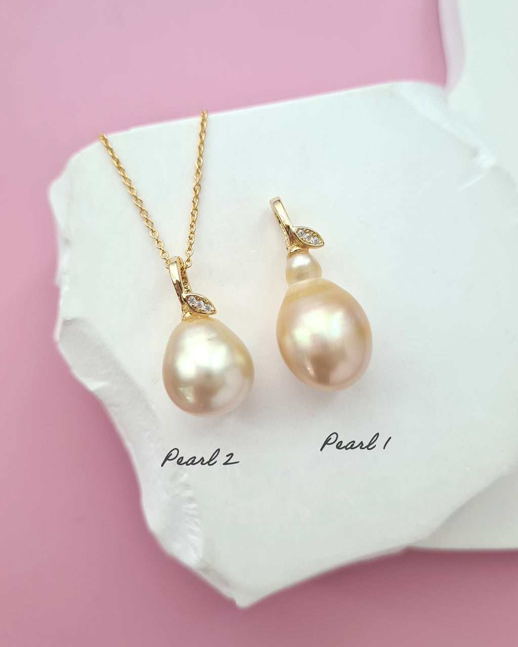 Gold South Sea Pearl Necklace - Pear Pearl Pendant, Handcrafted in Singapore