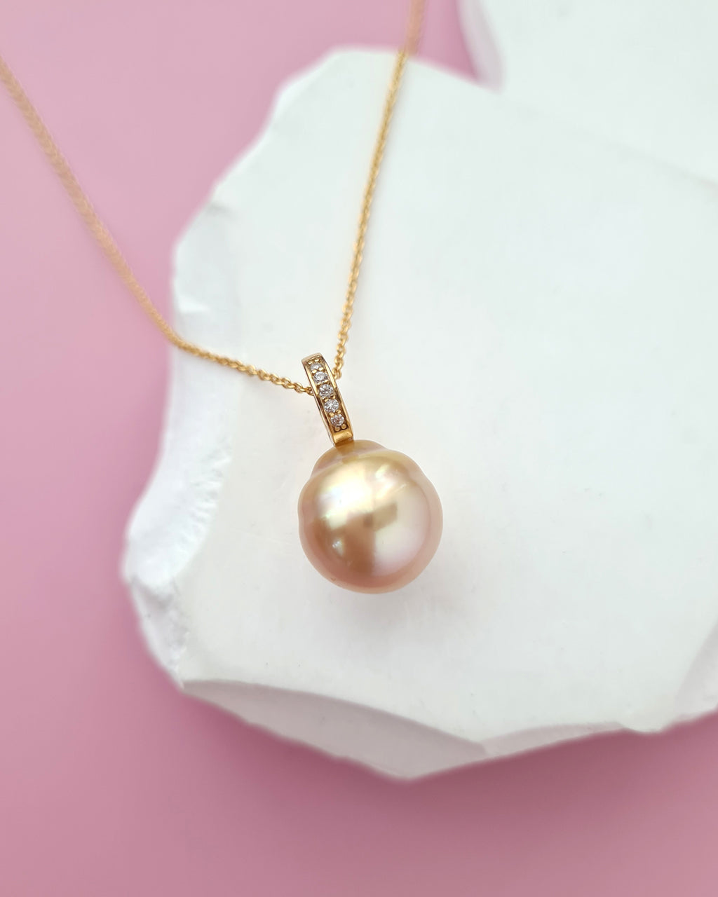 South Sea Pearl Pendant Necklace - 12mm+, Handmade modern pearl jewelry in Singapore