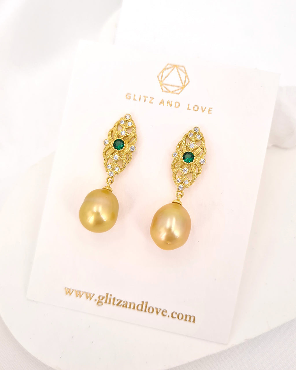 South Sea Pearl Earrings - Vintage Filigree Handmade Pearl Jewelry from Singapore