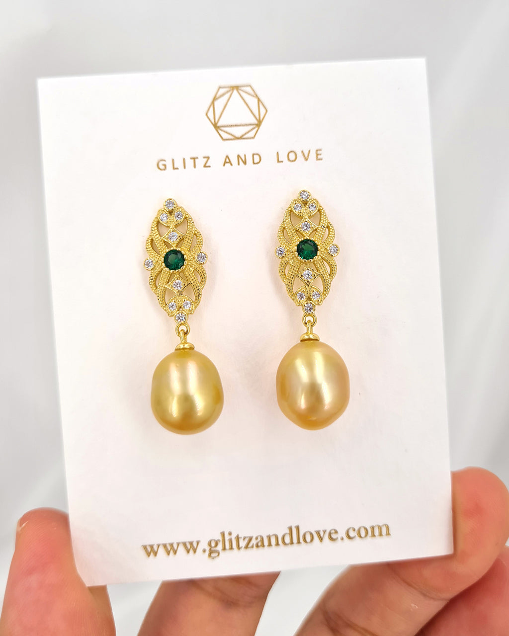 South Sea Pearl Earrings - Vintage Filigree Handmade Pearl Jewelry from Singapore