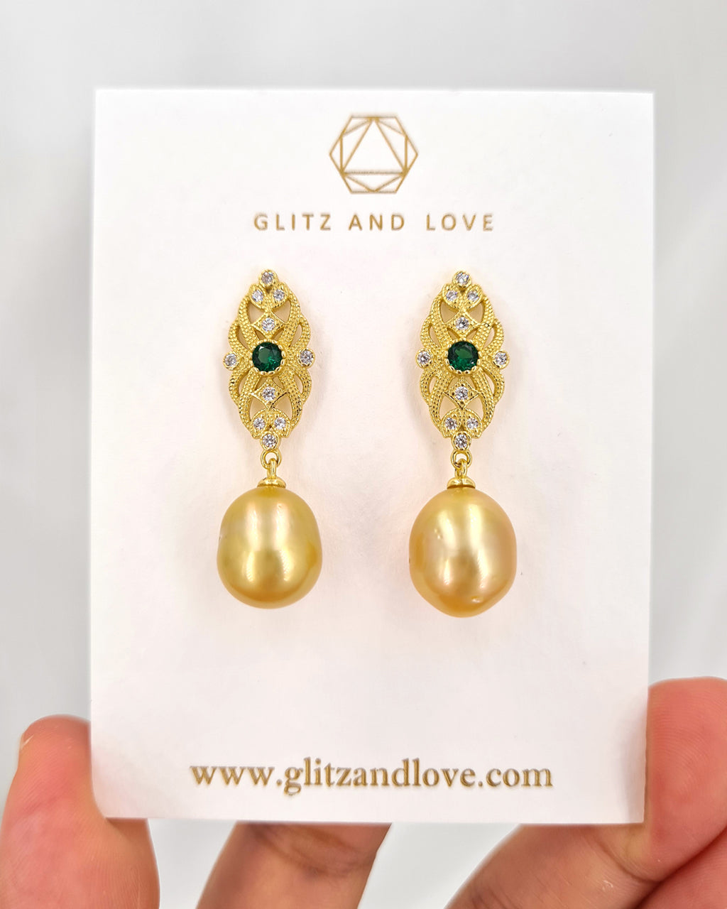South Sea Pearl Earrings - Vintage Filigree Handmade Pearl Jewelry from Singapore