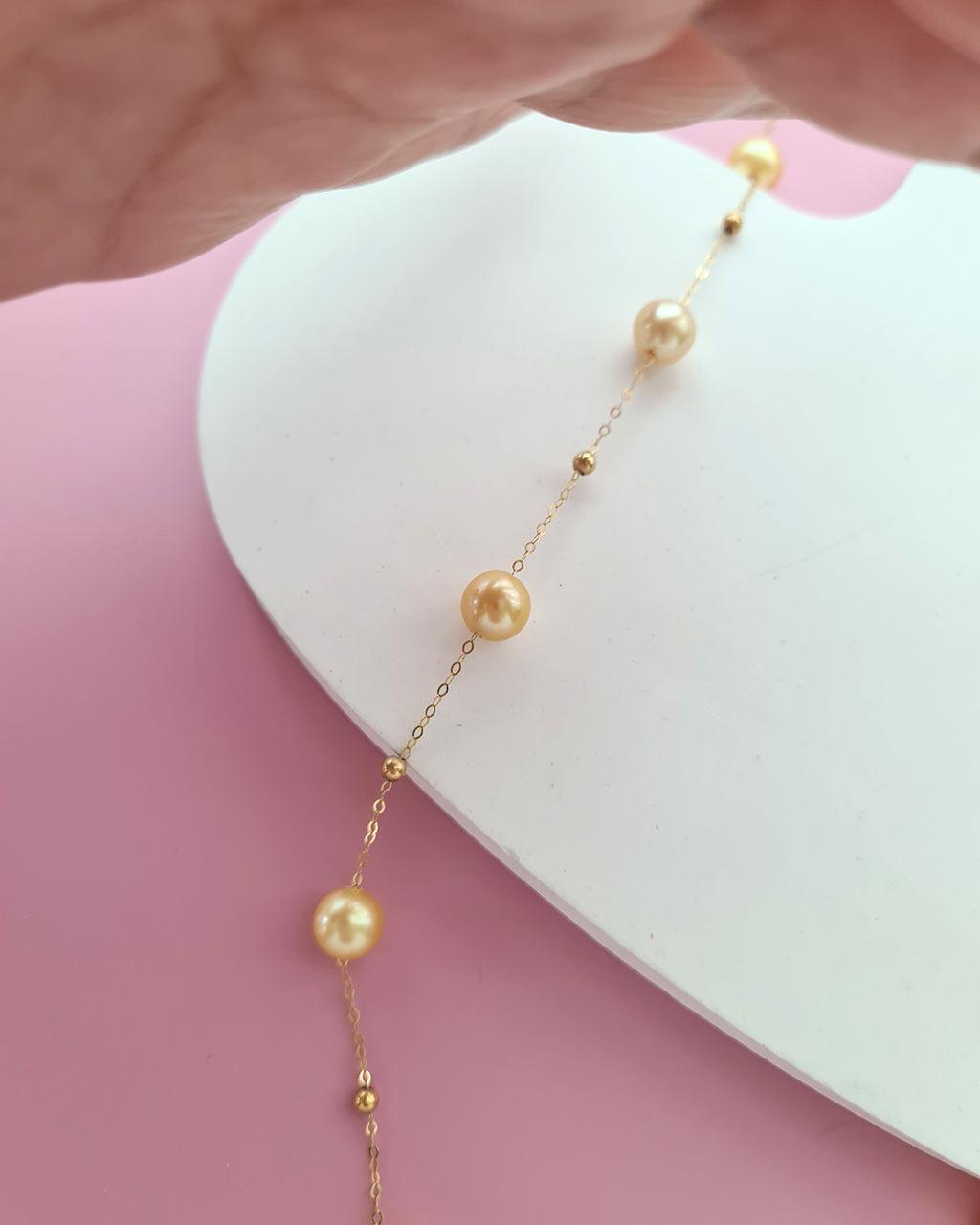 South Sea Pearl Floating Station Necklace - 18k Gold Pearl Jewelry in Singapore