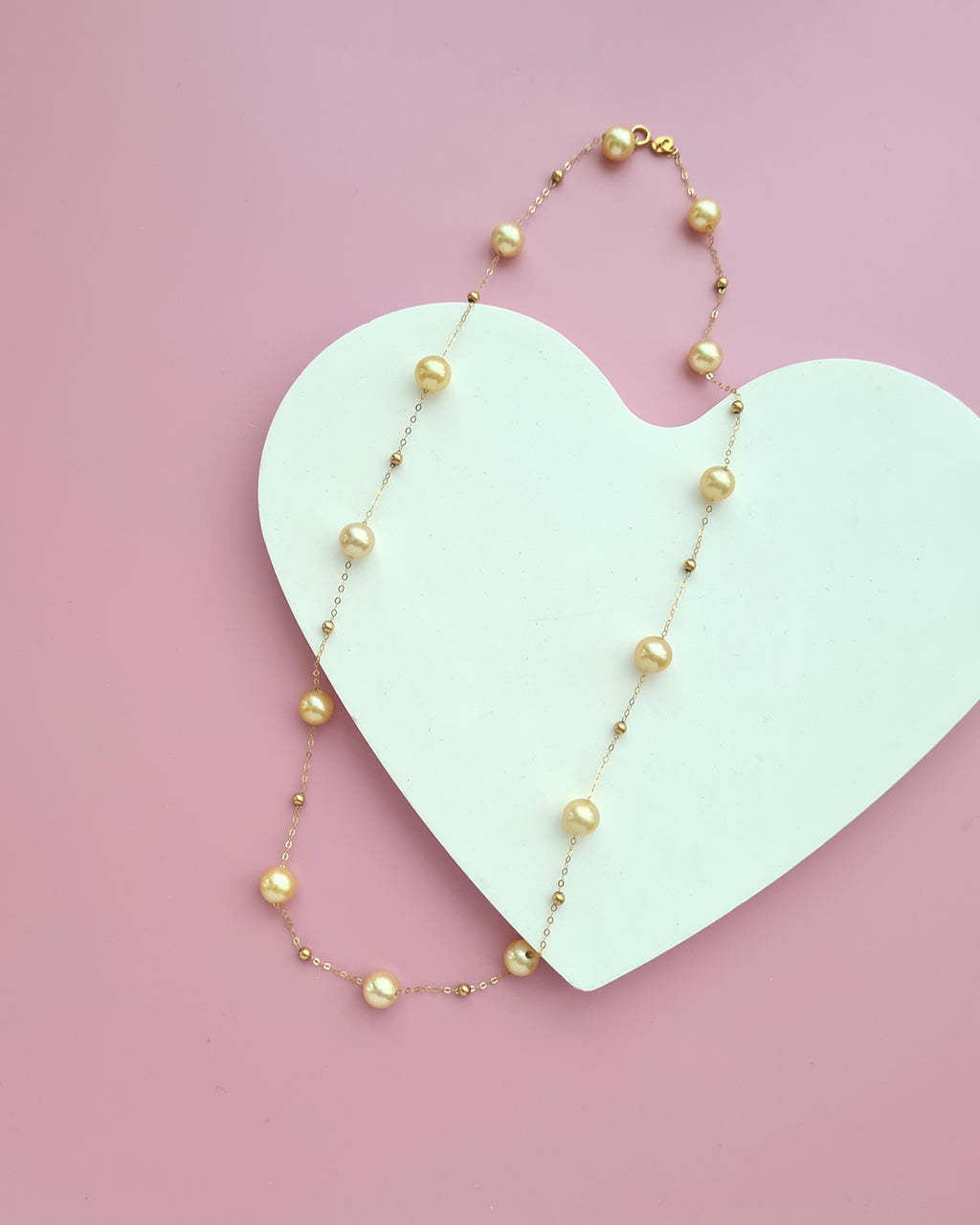 South Sea Pearl Floating Station Necklace - 18k Gold Pearl Jewelry in Singapore