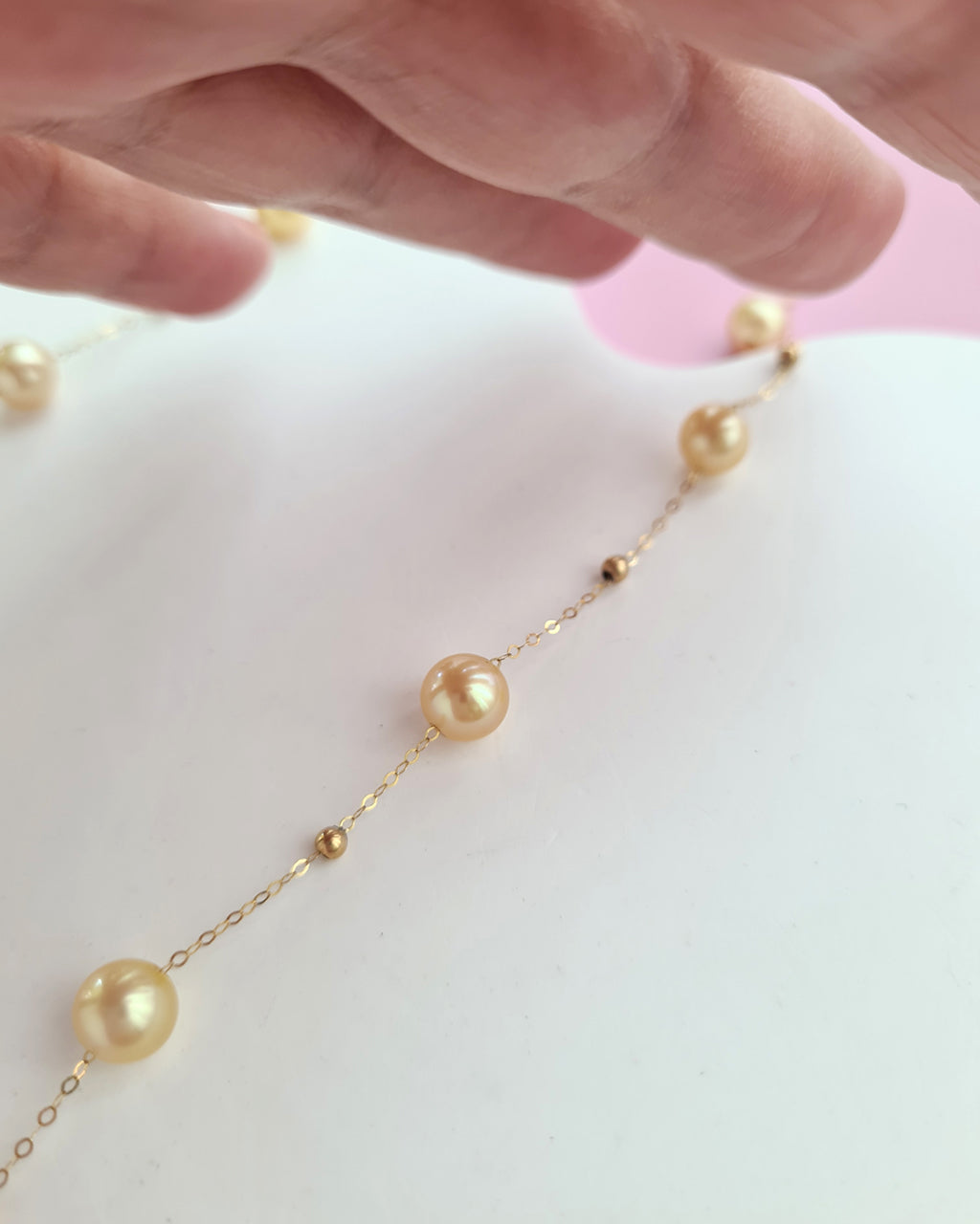 South Sea Pearl Floating Station Necklace - 18k Gold Pearl Jewelry in Singapore
