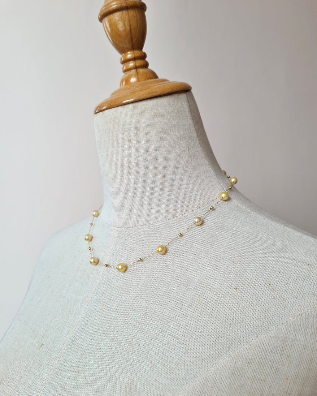 South Sea Pearl Floating Station Necklace - 18k Gold Pearl Jewelry in Singapore