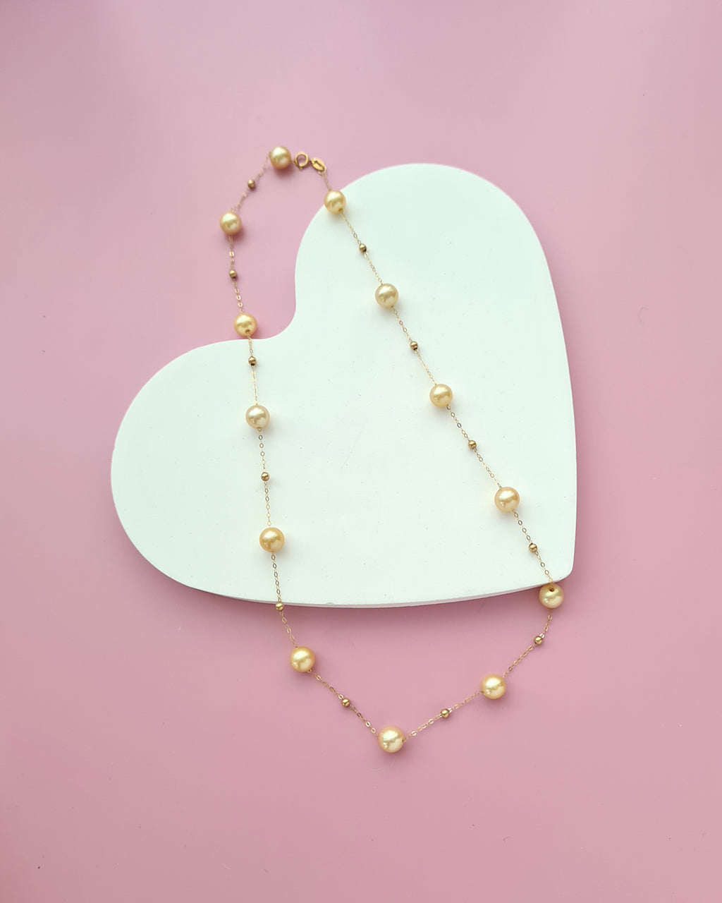 South Sea Pearl Floating Station Necklace - 18k Gold Pearl Jewelry in Singapore