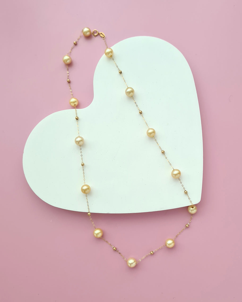 South Sea Pearl Floating Station Necklace - 18k Gold Pearl Jewelry in Singapore
