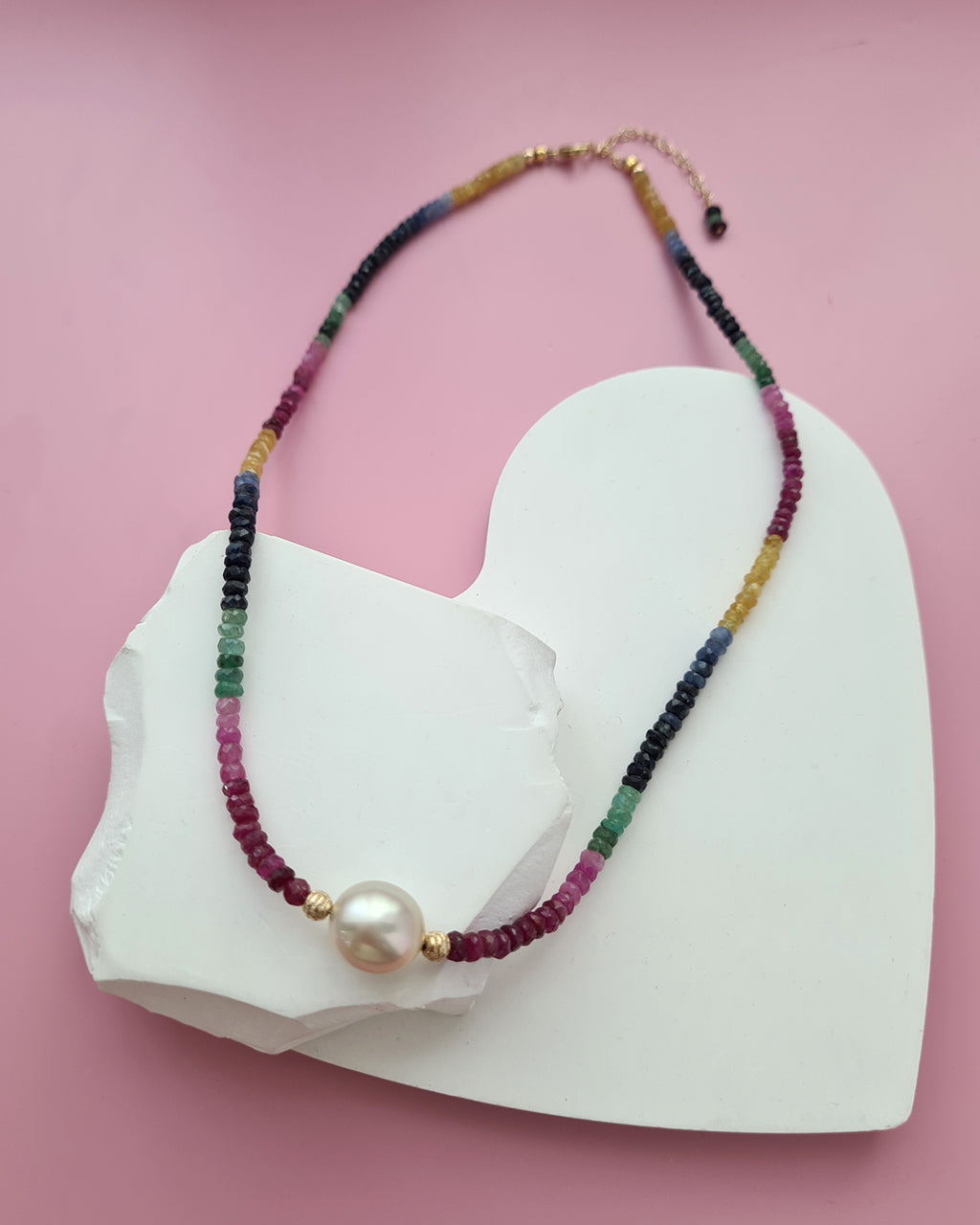 South Sea Pearl Necklace - Sapphire, Emerald and Ruby Handmade Pearl Jewelry in Singapore
