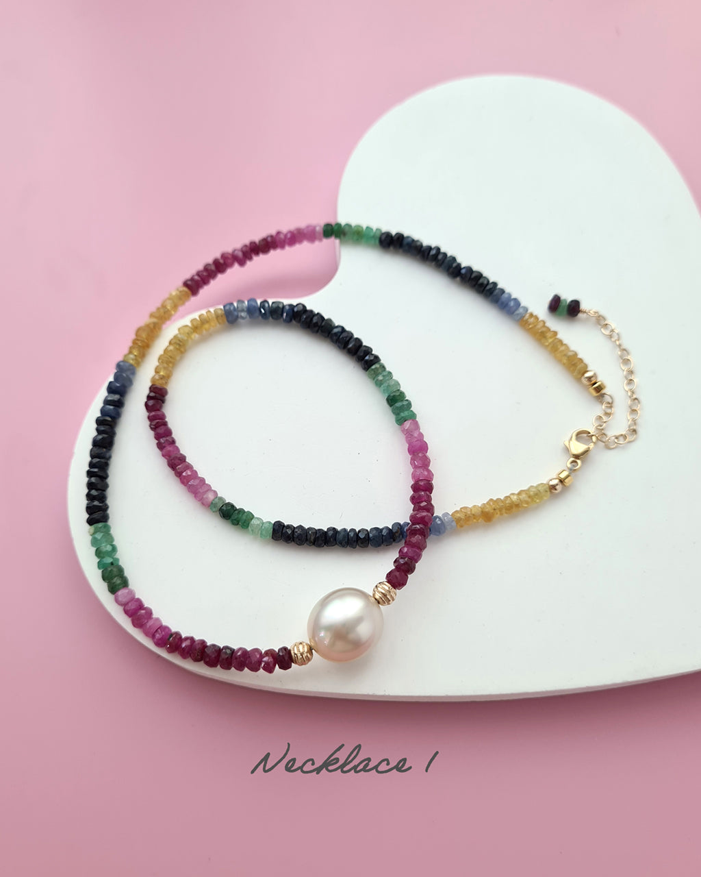 South Sea Pearl Necklace - Sapphire, Emerald and Ruby Handmade Pearl Jewelry in Singapore