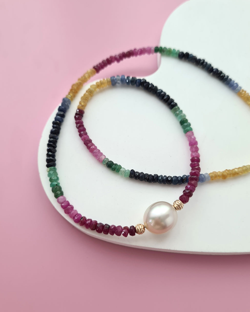 South Sea Pearl Necklace - Sapphire, Emerald and Ruby Handmade Pearl Jewelry in Singapore