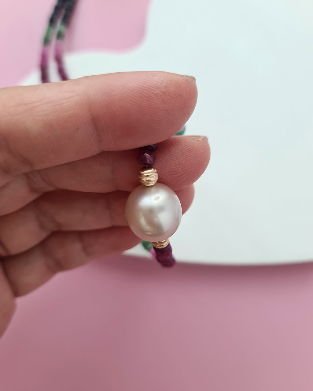 South Sea Pearl Necklace - Sapphire, Emerald and Ruby Handmade Pearl Jewelry in Singapore