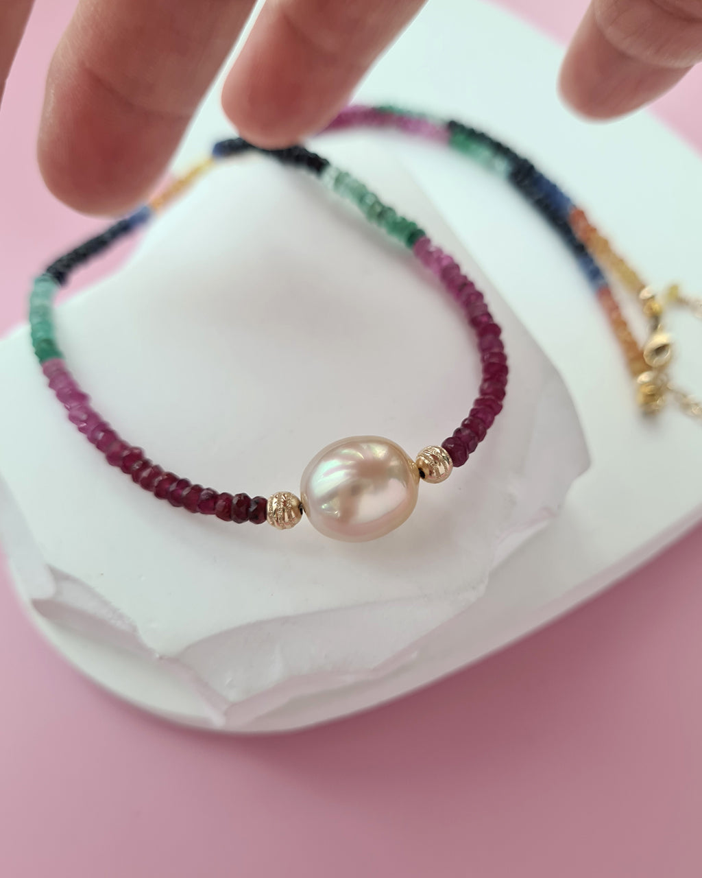 South Sea Pearl Necklace - Sapphire, Emerald and Ruby Handmade Pearl Jewelry in Singapore