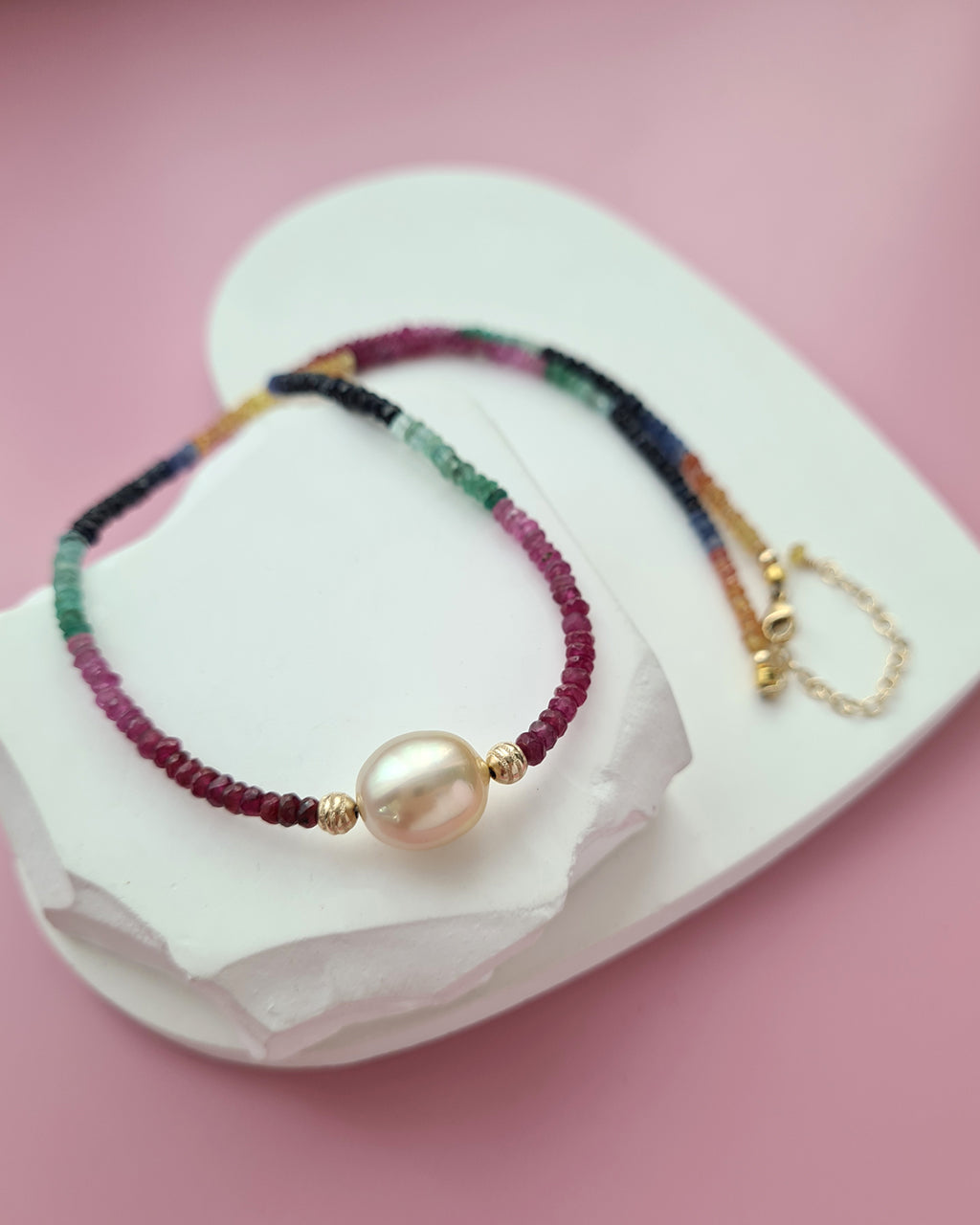 South Sea Pearl Necklace - Sapphire, Emerald and Ruby Handmade Pearl Jewelry in Singapore