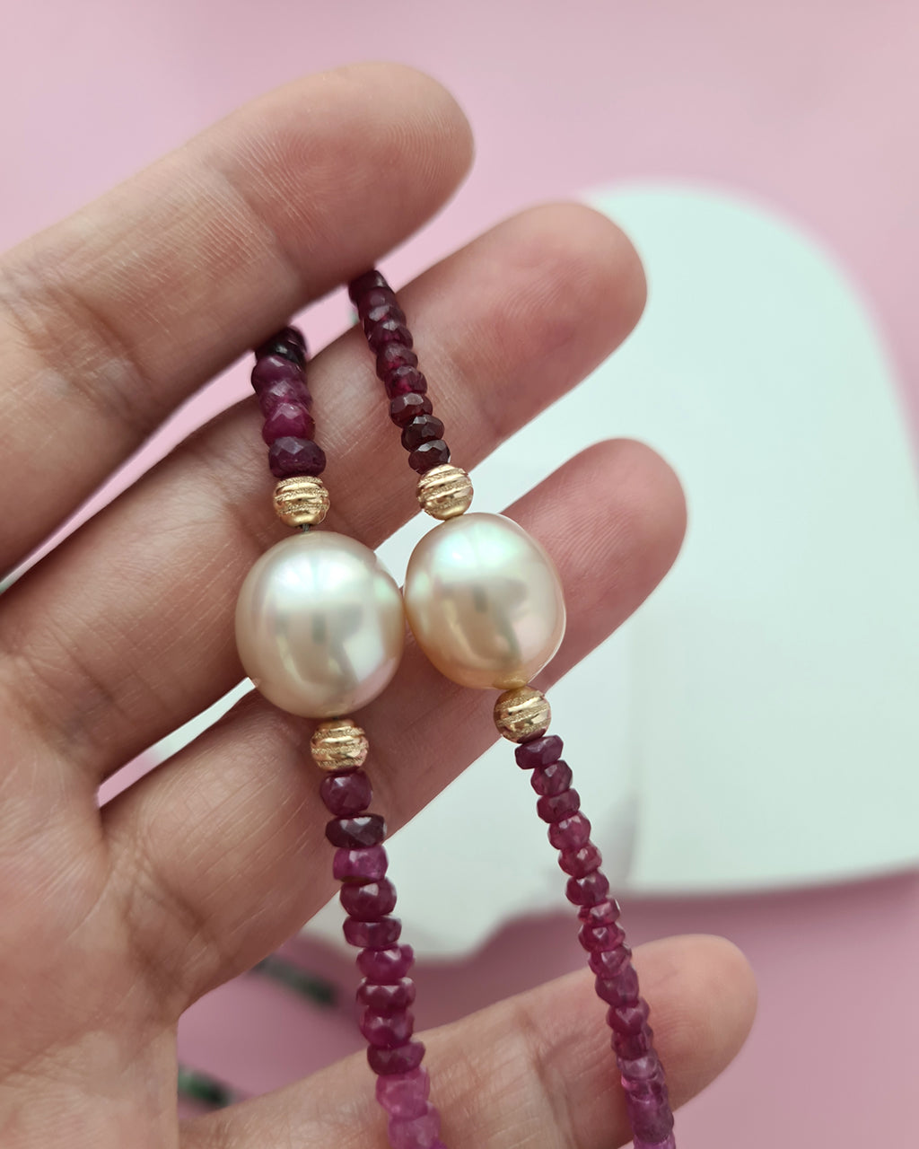 South Sea Pearl Necklace - Sapphire, Emerald and Ruby Handmade Pearl Jewelry in Singapore