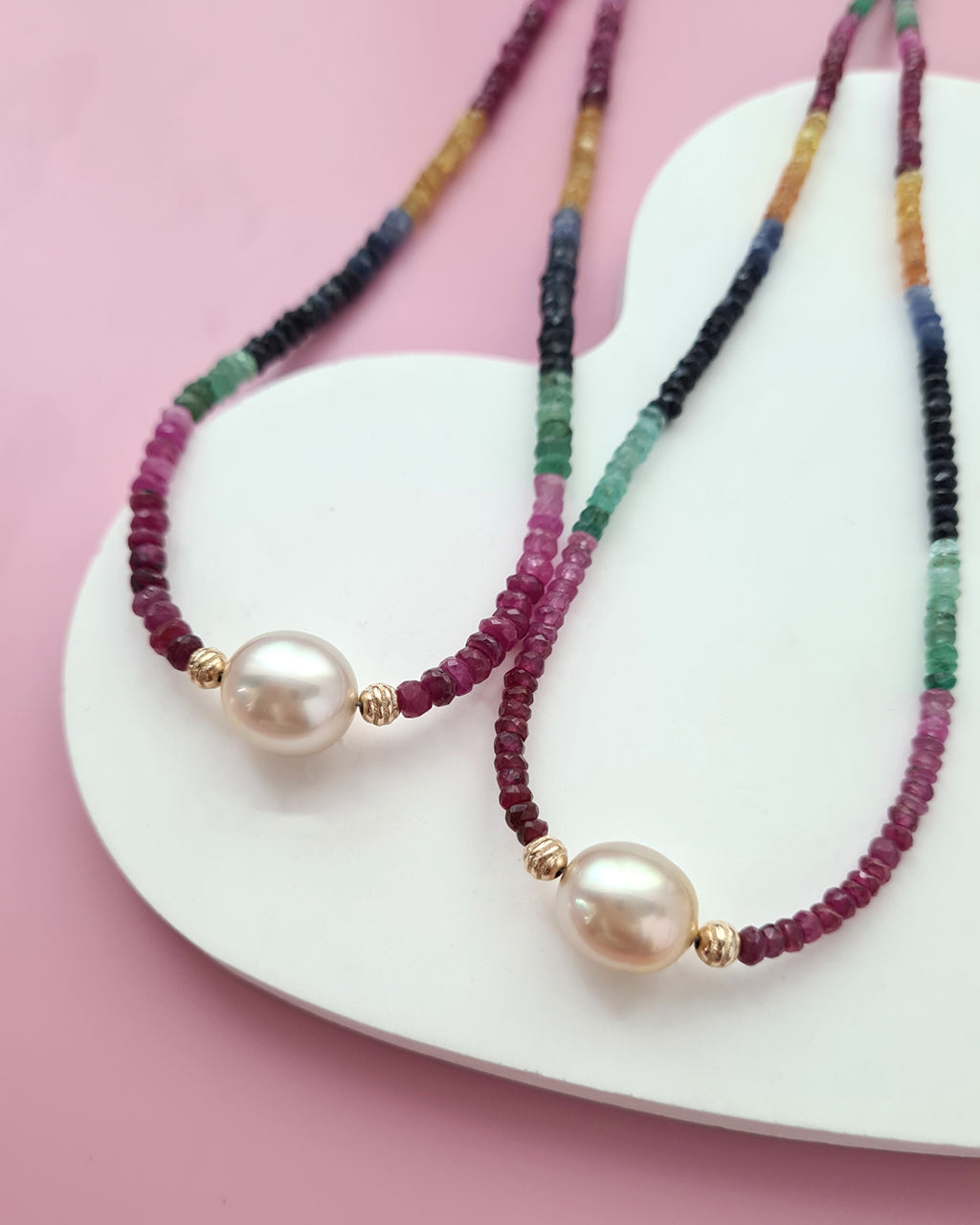 South Sea Pearl Necklace - Sapphire, Emerald and Ruby Handmade Pearl Jewelry in Singapore