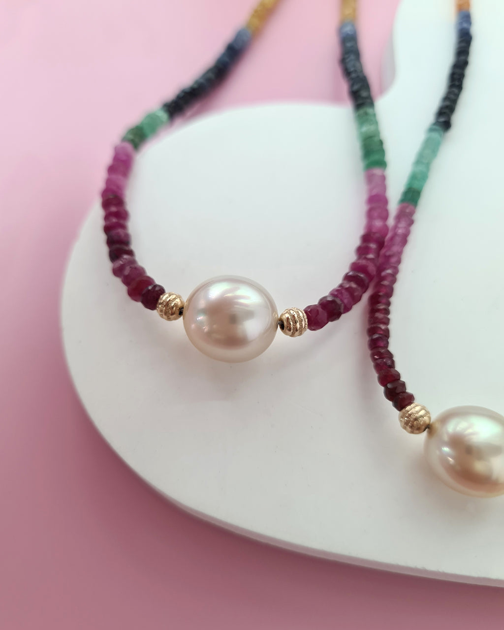 South Sea Pearl Necklace - Sapphire, Emerald and Ruby Handmade Pearl Jewelry in Singapore