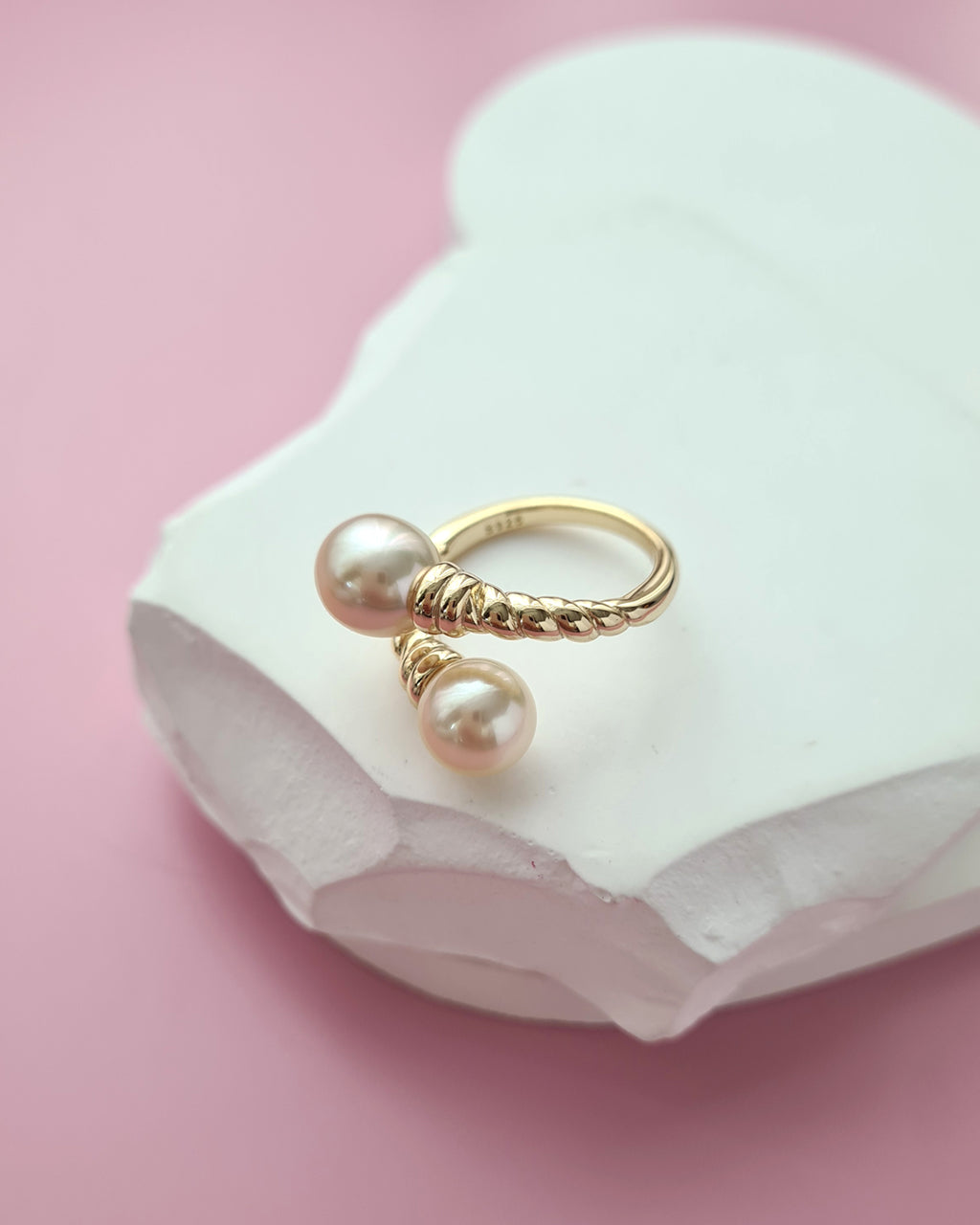 Double South Sea Pearl Open Ring, Handmade Pearl Jewelry in Singapore