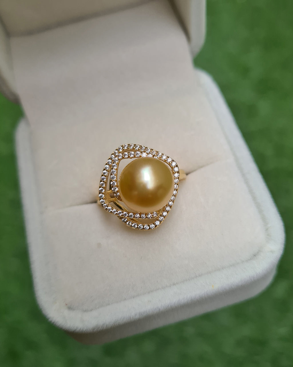 South Sea Pearl Gold Ring - 18k Yellow Gold Vermeil Adjustable Ring